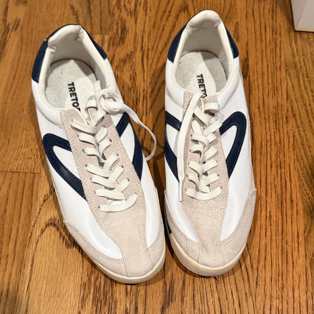 Tretorn White Navy Cream Retro-Style Men's Sneakers